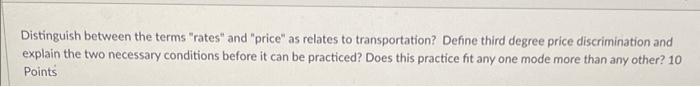 Distinguish between the terms "rates" and "price"