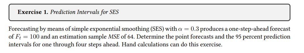 Exercise 1. Prediction Intervals for SES