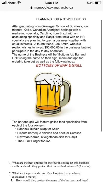 ..il chatr 53% 6:40 PM mymoodle.okanagan.bc.ca