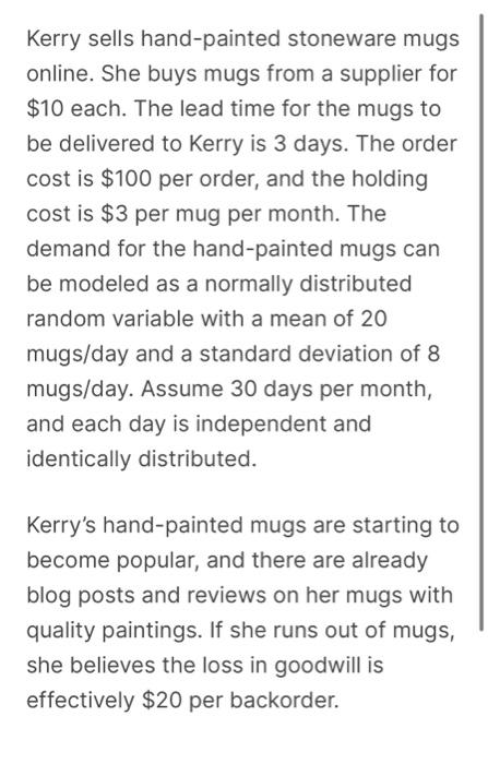 Kerry sells hand-painted stoneware mugs online.