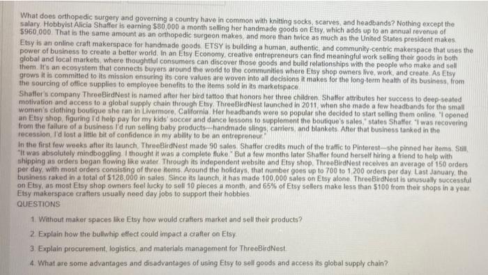 help please answer all 4! What does orthopedic