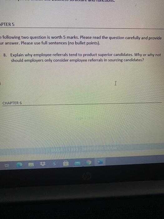 PTER 5 e following two question is worth 5 marks.