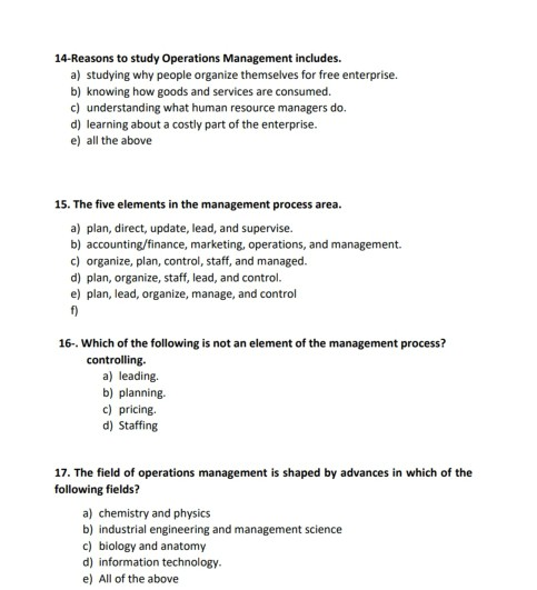 Subject called operation management And those are