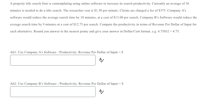 A property title search firm is contemplating