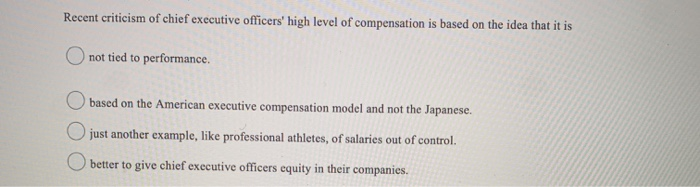 Recent criticism of chief executive officers'