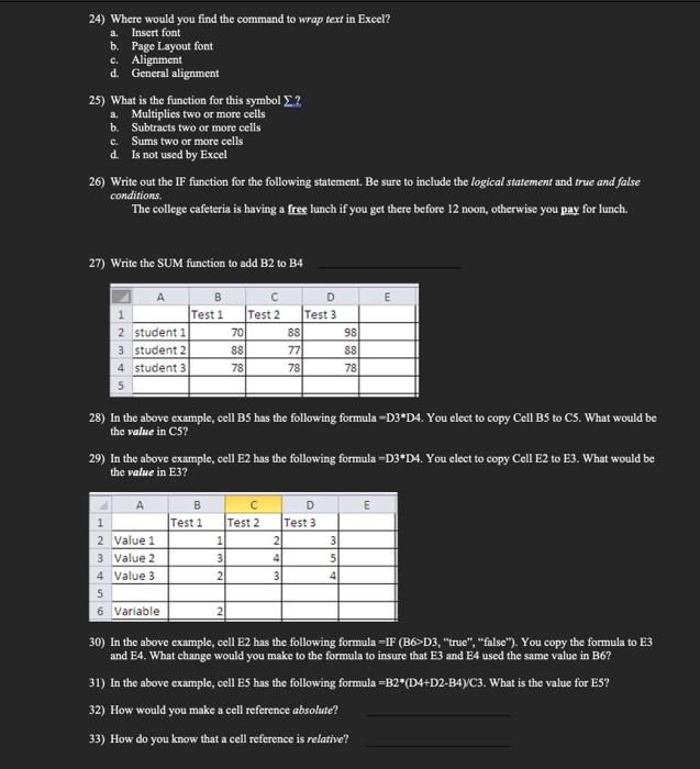 24) Where would you find the command to wrap text