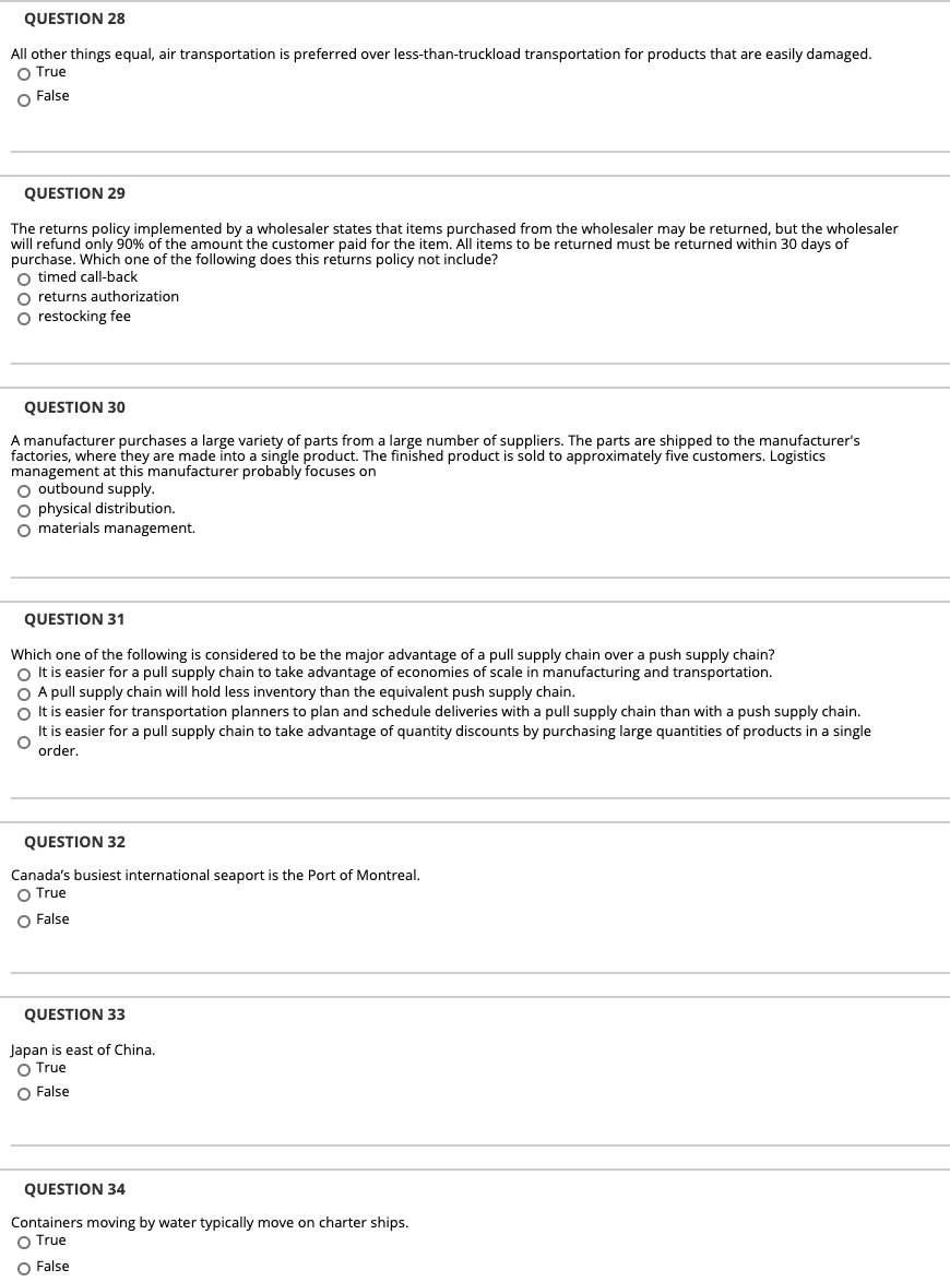 QUESTION 28 All other things equal, air