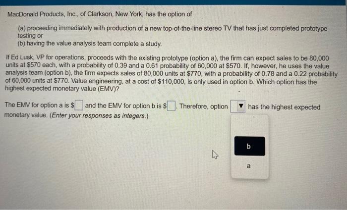 MacDonald Products, Inc., of Clarkson, New York,