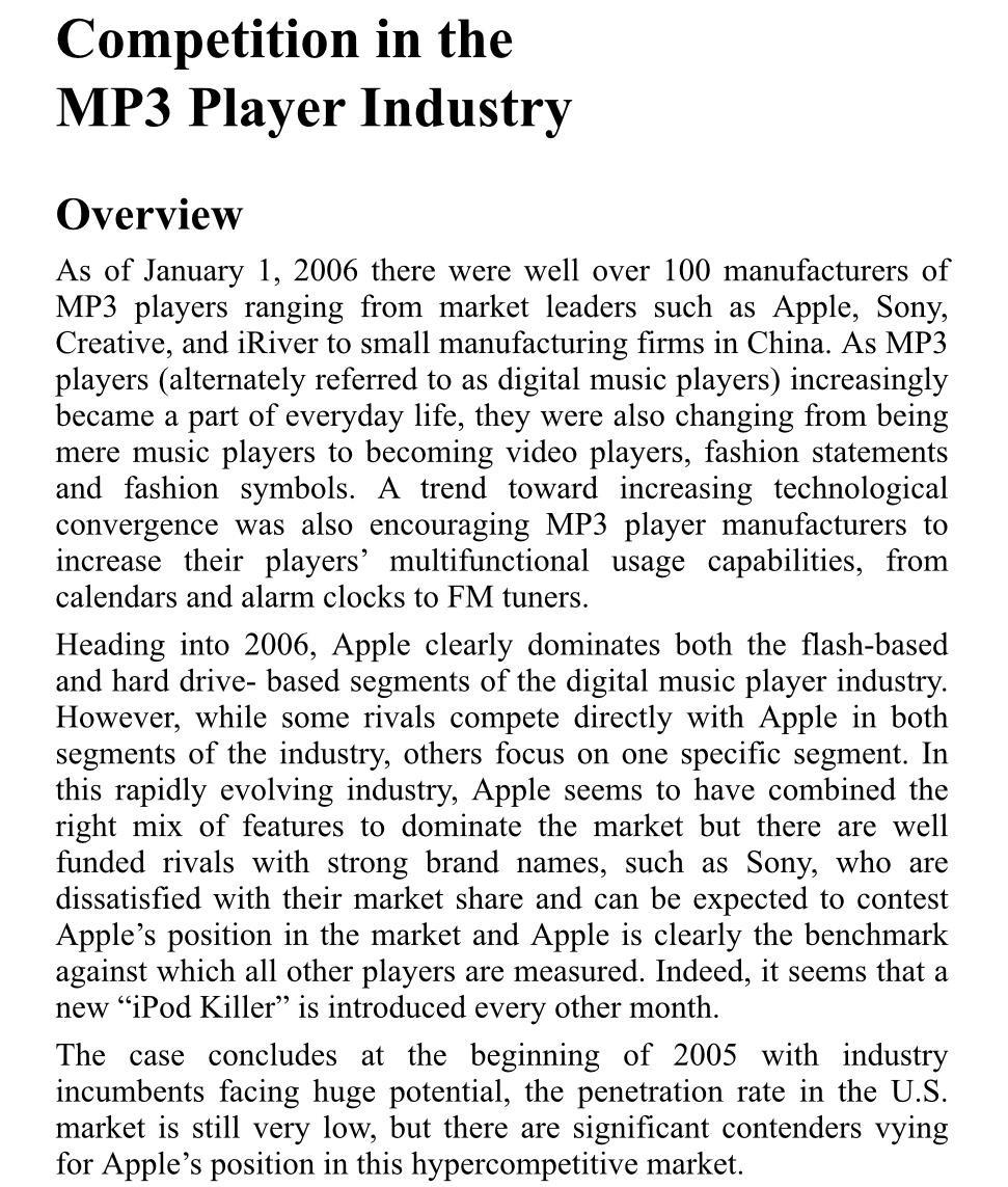 Competition in the MP3 Player Industry Overview
