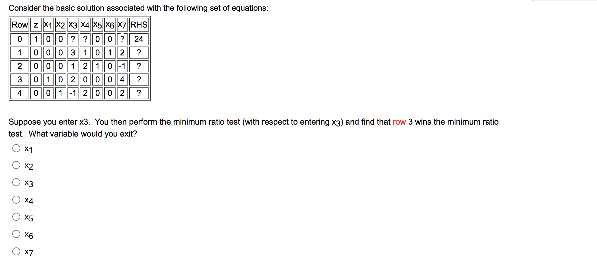 Consider the basic solution associated with the