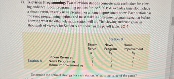 Please use excel solver! 3. Television