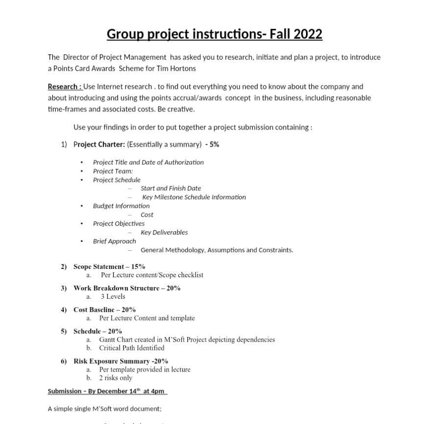 A project is given to us about Tim Horton's