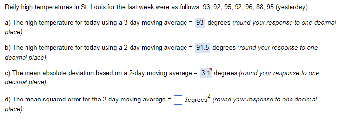 Please help w part D Daily high temperatures in
