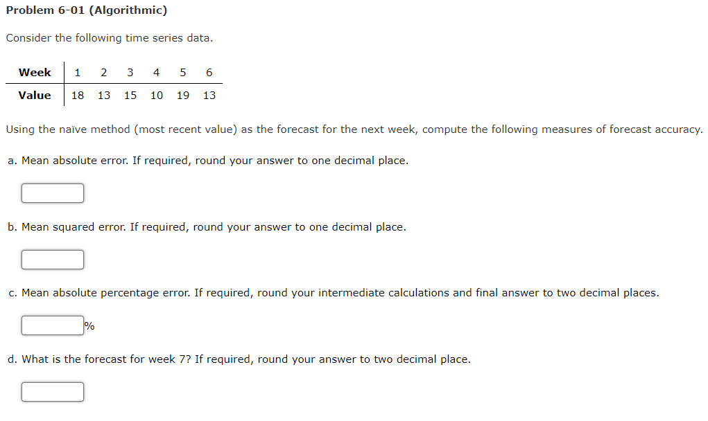 Consider the following time series data. Using