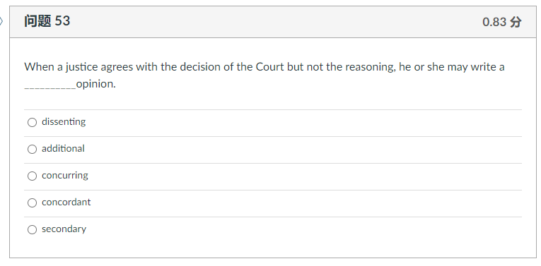 53 0.83 When a justice agrees with the decision