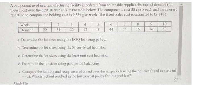 A component used in a manufacturing facility is