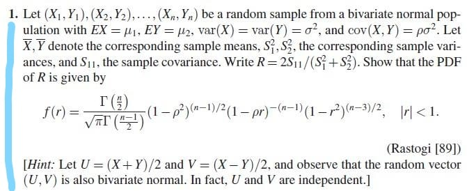 1. Let (X1,Y),(X2,72),..., (X,Y) be a random