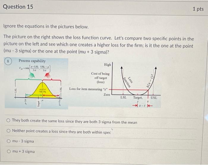 Question 14 1 pts Ignore the equation in the