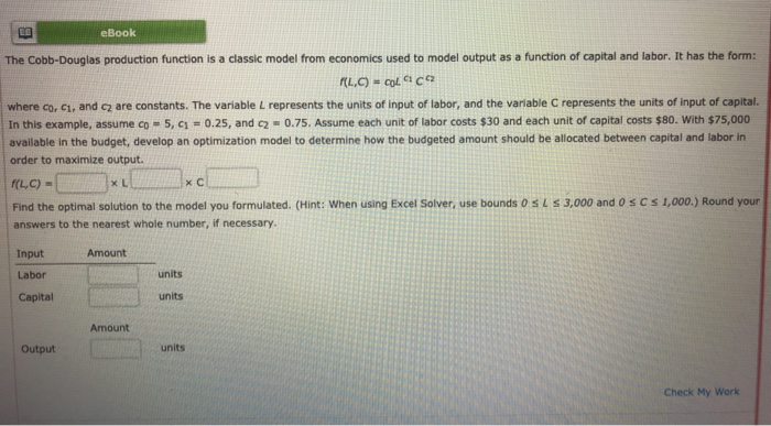 eBook The Cobb-Douglas production function is a