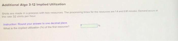 Additional Algo 3-12 Implied Utilization Shirts