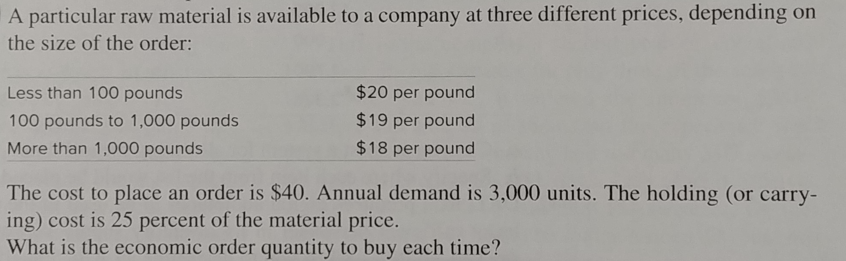 A particular raw material is available to a