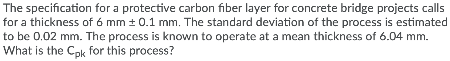 The specification for a protective carbon fiber