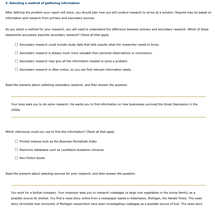 3. Selecting a method of gathering information