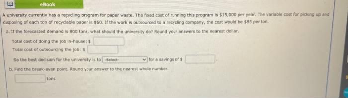 eBook A university currently has a recycling