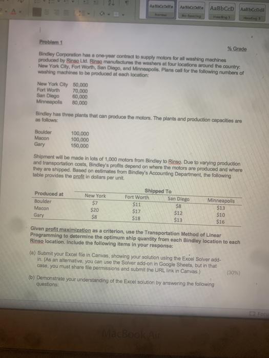 ad ABCD Albedde Problem 1 % Grude Bindley