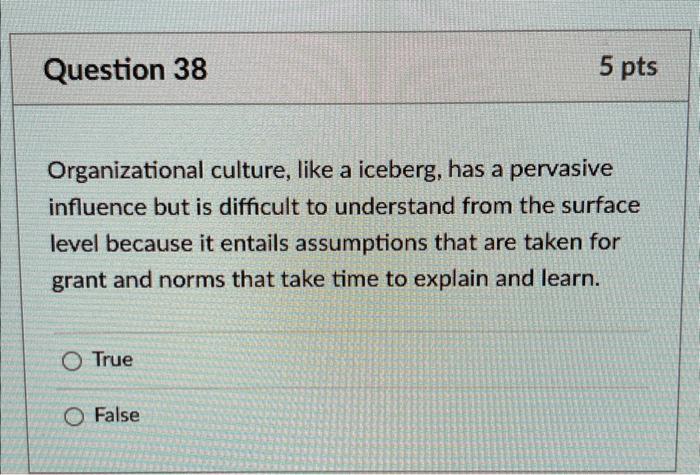 Organizational culture, like a iceberg, has a