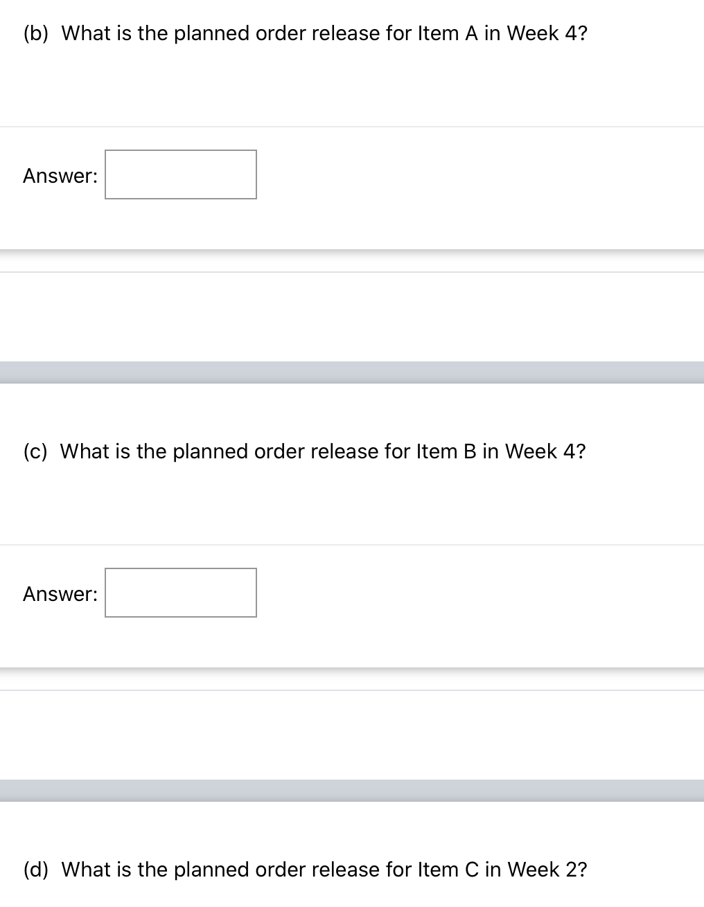 MRP for two end items X and Y is to be completed.