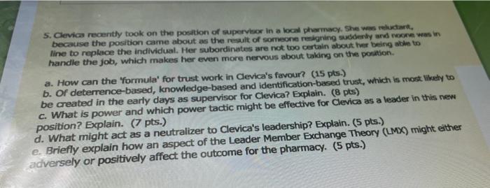 5. Clevia recently took on the position of