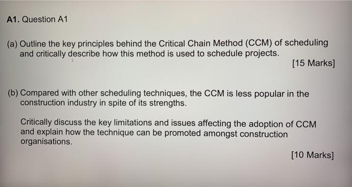 project managment A1. Question A1 (a) Outline the