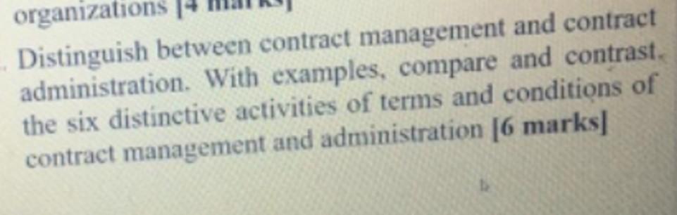 organizations Distinguish between contract