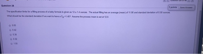 Save Answer Question 28 3 points The