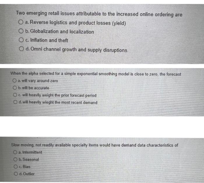 Two emerging retail issues attributable to the