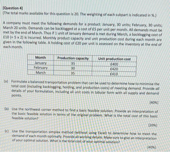 [Question 4] (The total marks available for this