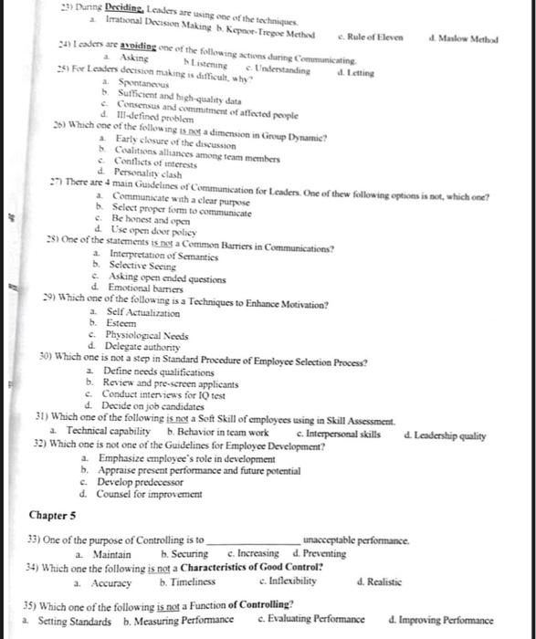 2.) Durne Deciding, Lealers are ustug one of the