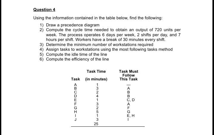 Question 4 Using the information contained in the
