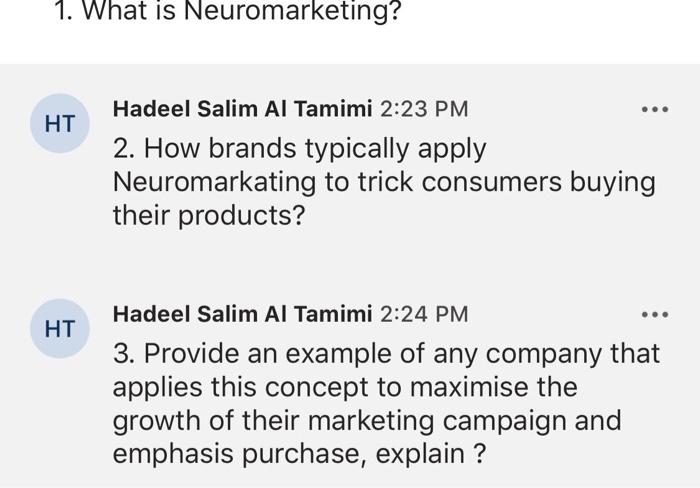 1. What is Neuromarketing? HT Hadeel Salim Al