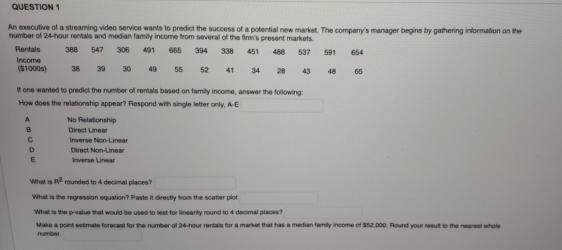 Please use Excel QUESTION 1 An executive of a
