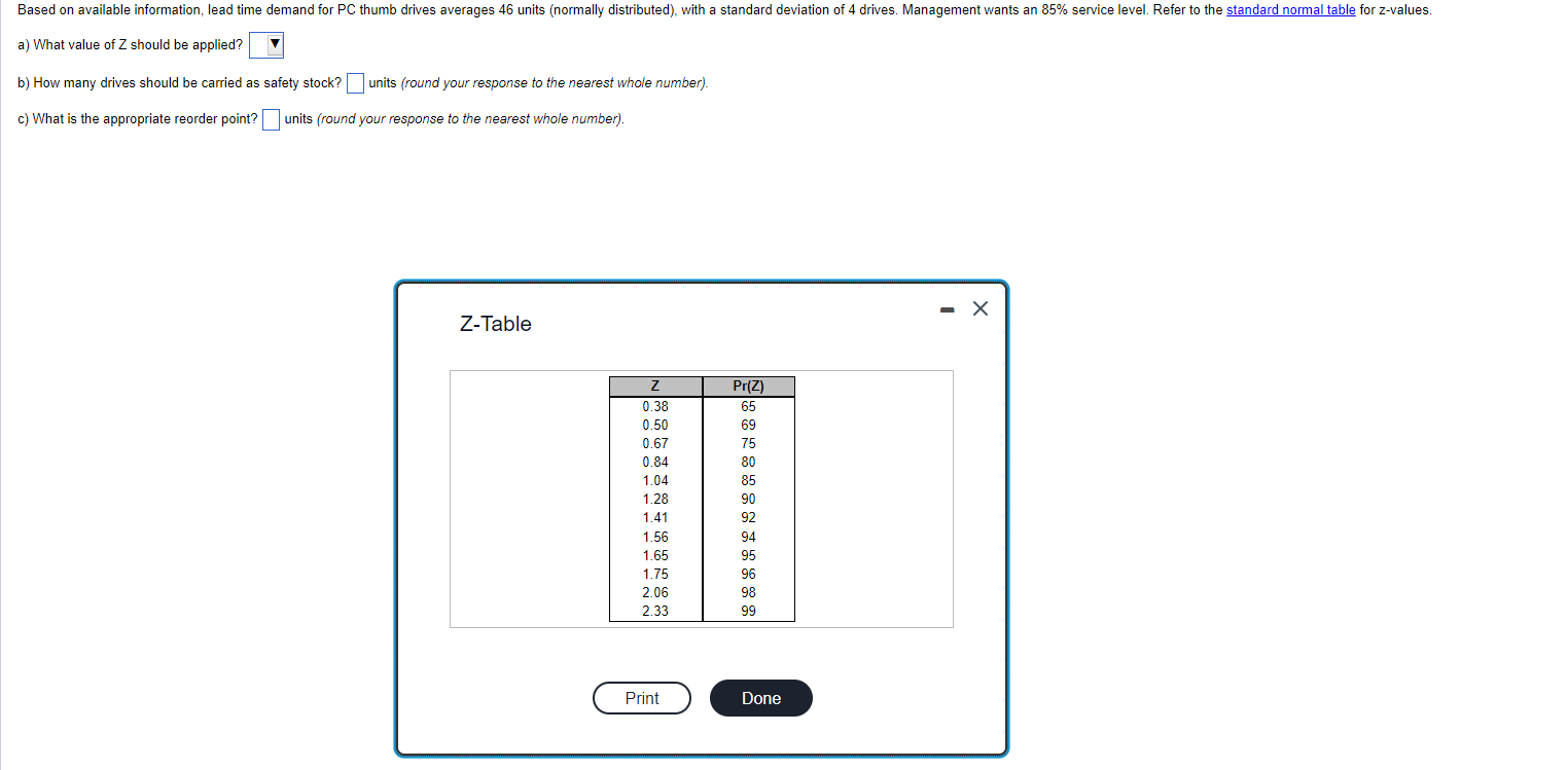 Based on available information, lead time demand