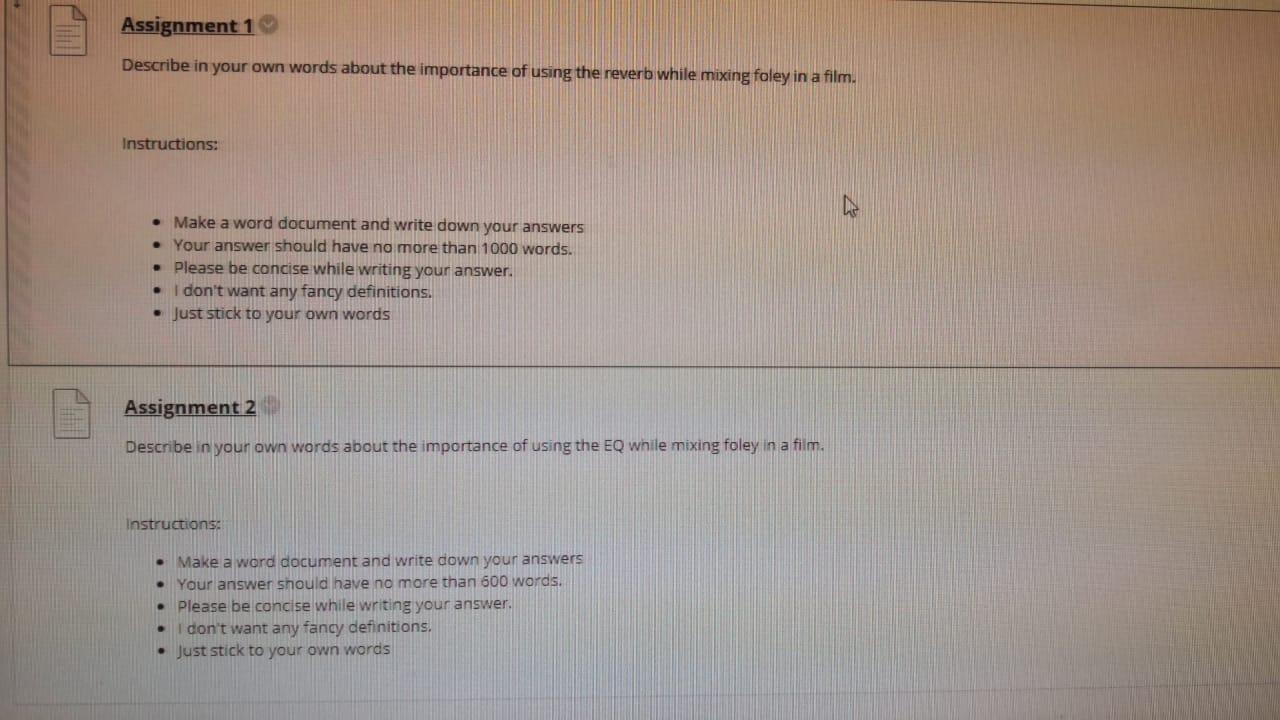 I want assignment 2 Assignment 1 Describe in your