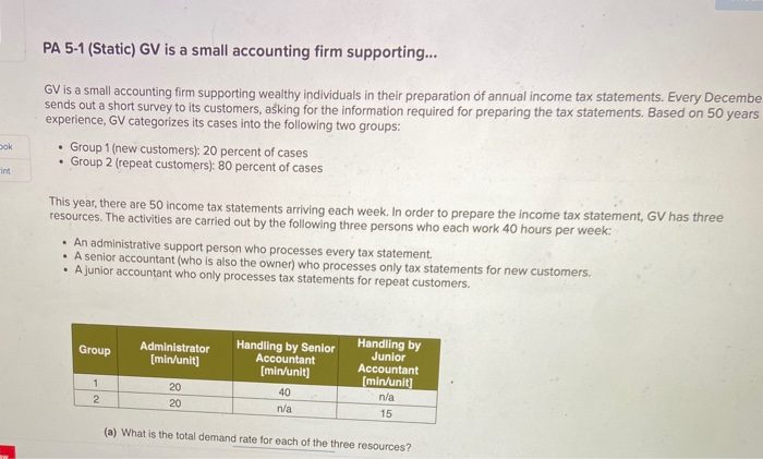 PA 5-1 (Static) GV is a small accounting firm