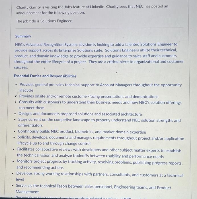 Charity Garrity is visiting the Jobs feature at