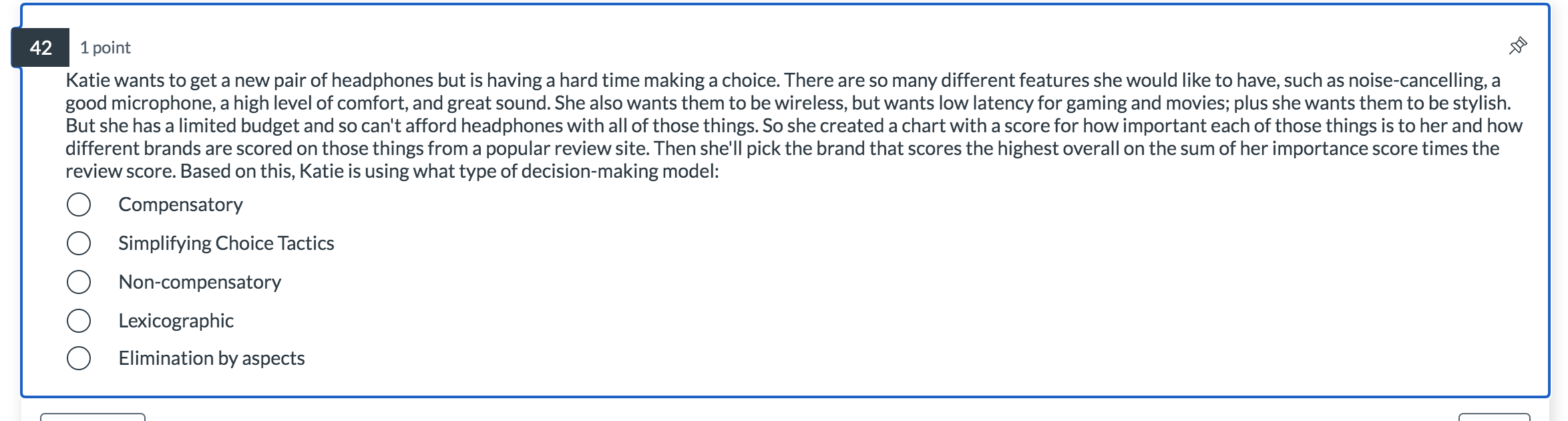 42 011 1 point Katie wants to get a new pair of