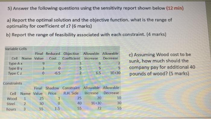 5) Answer the following questions using the