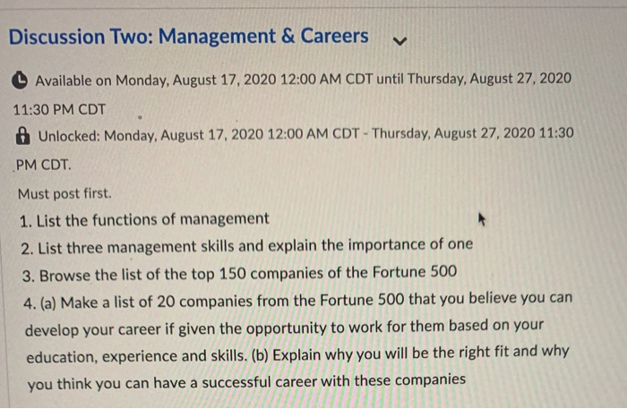 discussion! please hellp Discussion Two: