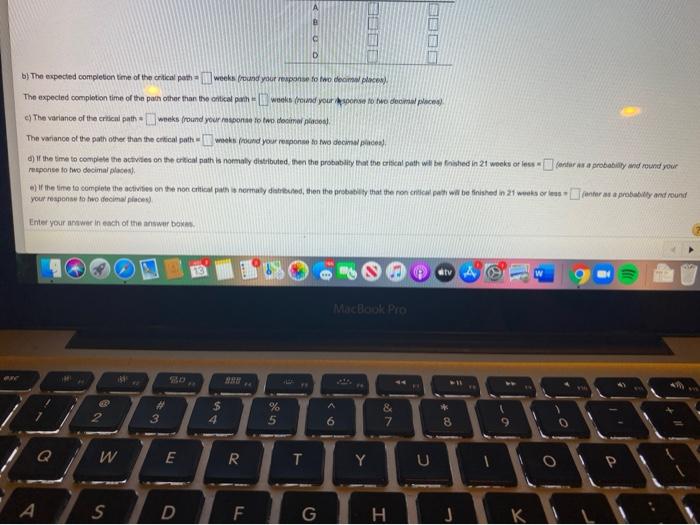 The estimated times and immediate predecessors