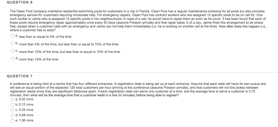 QUESTION 6 The Clean Pool company maintains